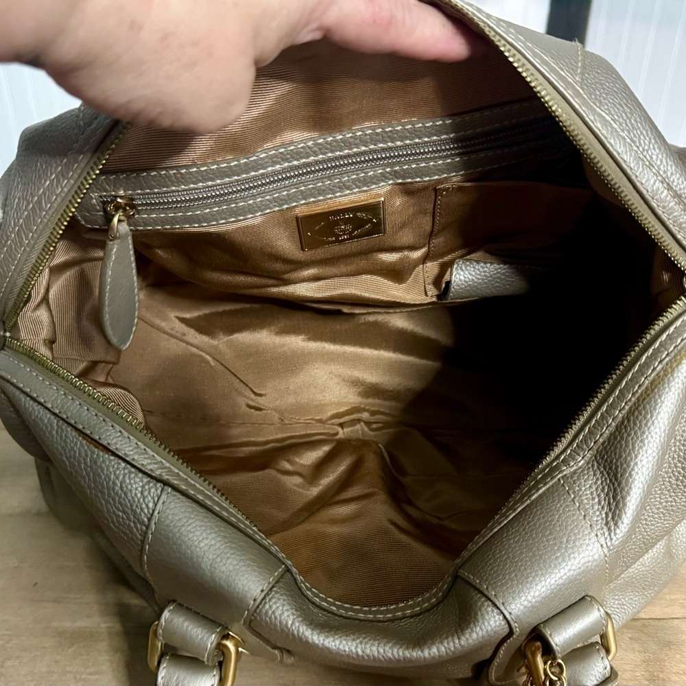 RARE Bally Large Platinum Metallic Leather Satchel Bag - Picture 11 of 11